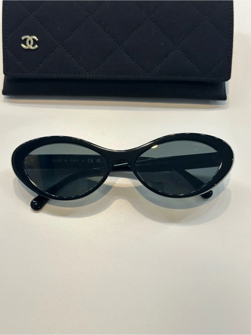 CHANEL Black Cat-Eye Sunglasses with Dark Gray Lenses